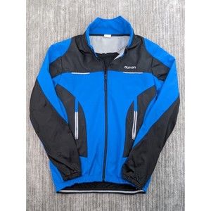 Outon Cycling Jacket Mens XL Blue Full Zip Long Sleeve Back 3 Pockets Reflective